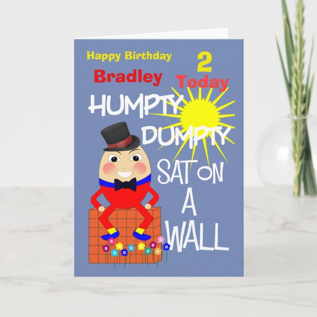 Humpty Dumpty Cute Personalized Kids Birthday Card (Front)