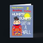 Humpty Dumpty Cute Personalized Kids Birthday Card<br><div class="desc">Such a cute birthday card for a young child with a colorful Humpty Dumpty picture and its so easy to personalize with a name and age for that extra special touch.</div>