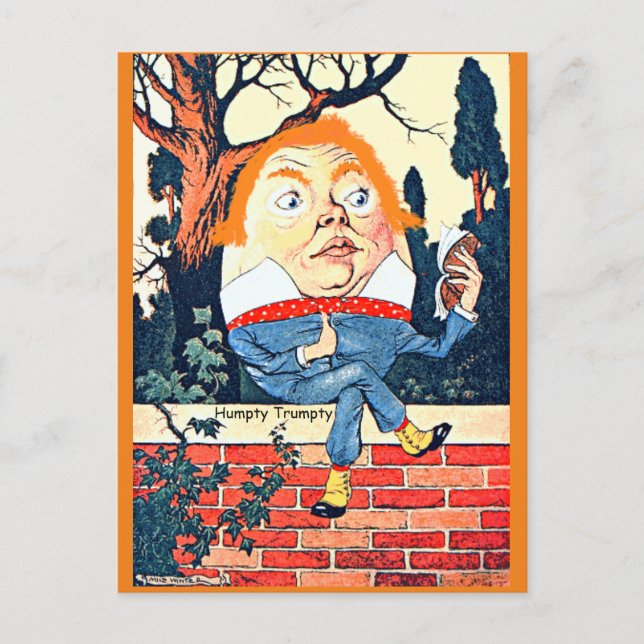 Humpty Dumpty Donald Trump Altered Vintage Illustr Postcard (Front)