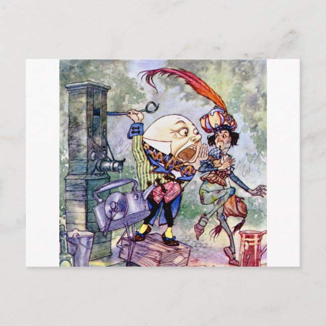 Humpty Dumpty Gets Loud In Wonderland Postcard (Front)