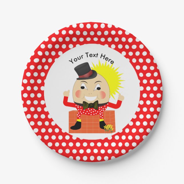 Humpty Dumpty Nursery Rhyme Cute Personalised Paper Plate (Front)