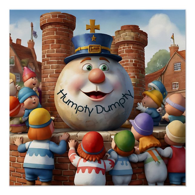 Humpty Dumpty nursery rhyme watercolor on Poster (Front)