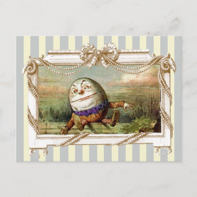 Humpty Dumpty on blue and white stripes Postcard (Front)