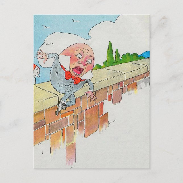 Humpty Dumpty on Wall Mother Goose Nursery Rhyme Postcard (Front)