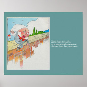 Humpty Dumpty on Wall Mother Goose Nursery Rhyme Poster