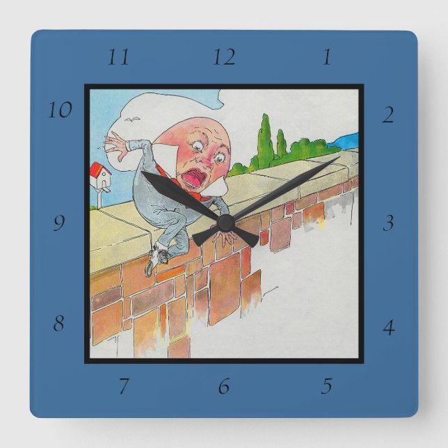 Humpty Dumpty on Wall Mother Goose Nursery Rhyme Square Wall Clock (Front)