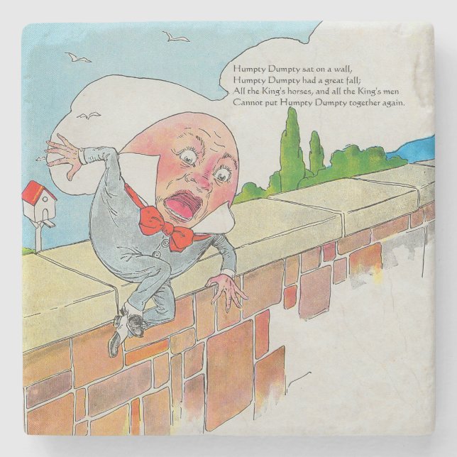 Humpty Dumpty on Wall Mother Goose Nursery Rhyme Stone Coaster (Front)