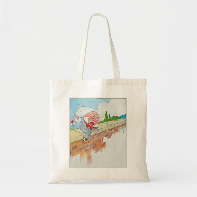 Humpty Dumpty on Wall Mother Goose Nursery Rhyme Tote Bag (Front)