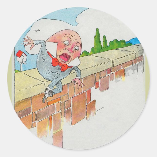 Humpty Dumpty sat on a wall Classic Round Sticker (Front)