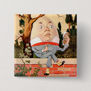 Humpty Dumpty Sat On a Wall in Wonderland 15 Cm Square Badge