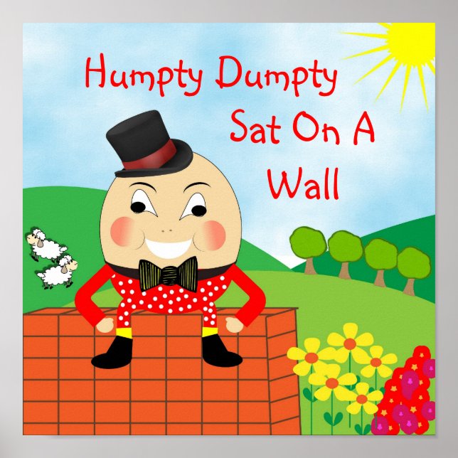 Humpty Dumpty Sat On A Wall Nursery Rhyme Poster (Front)