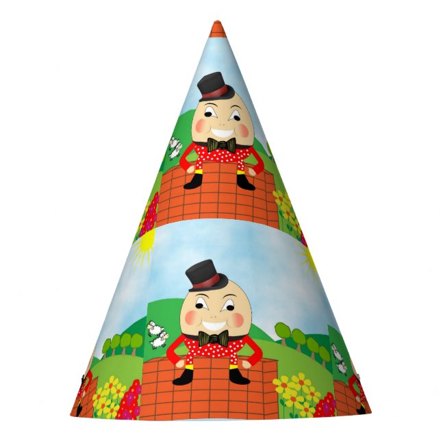 Humpty Dumpty Themed Kids Birthday Party Editable Party Hat (Front)