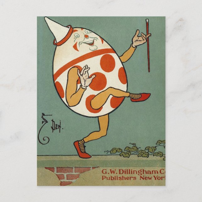 Humpty Dumpty, Vintage Mother Goose Nursery Rhyme Postcard (Front)