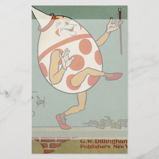 Humpty Dumpty, Vintage Mother Goose Nursery Rhyme Stationery (Front)