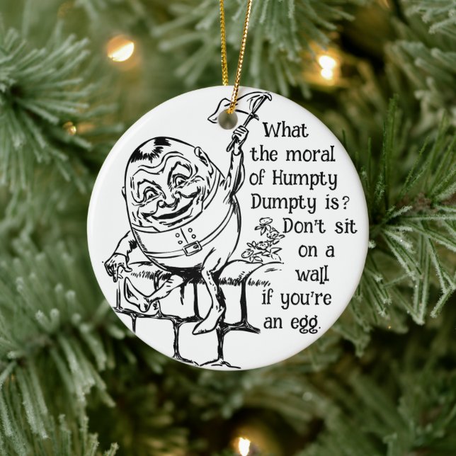 Humpty Dumpty's Surrender: Whimsical Wisdom Ceramic Tree Decoration (Tree)