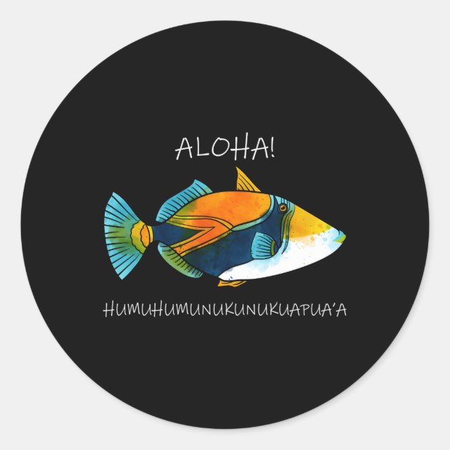 Humuhumunukunukuapua'A Olelo Hawaiian Reef Trigger Classic Round Sticker (Front)
