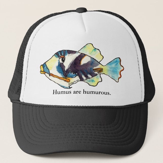 Humus are humurous Fish Cartoon Hat (Front)