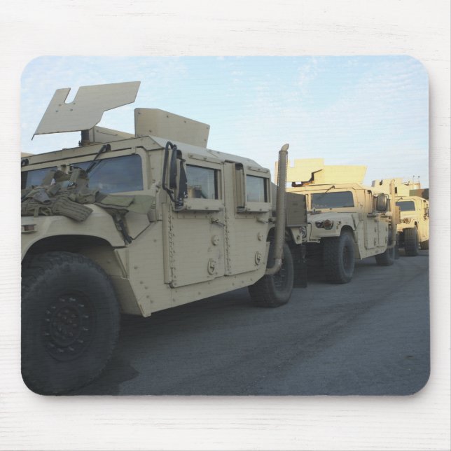 Humvees sit on the pier at Morehead City Mouse Mat (Front)
