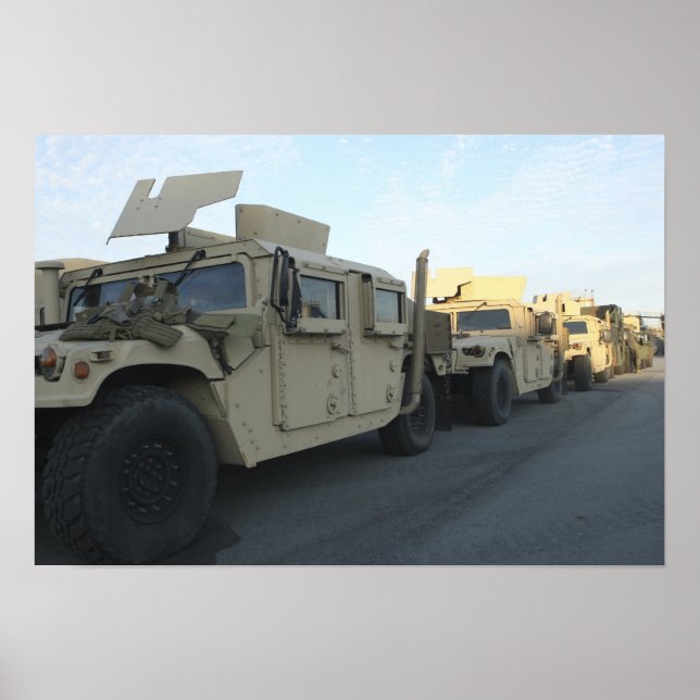 Humvees sit on the pier at Morehead City Poster (Front)