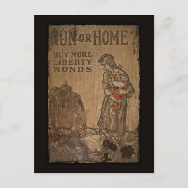 Hun or Home Buy Bonds WWI Postcard (Front)