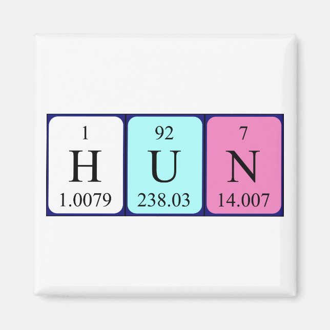 Hun periodic table name magnet (Front)