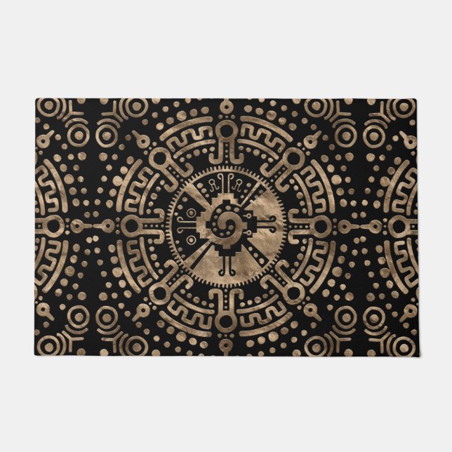 Hunab Ku Gold on black Doormat (Front)