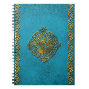 Hunab Ku Mayan symbol Vintage gold on old stone Notebook