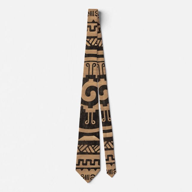 Hunab Ku Mayan symbol Wooden Texture Tie (Front)