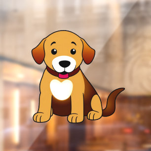 Hund Braun, sitzend -  Window Cling