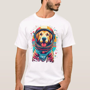 Hund im Astronautenanzug Vintage Design T-Shirt