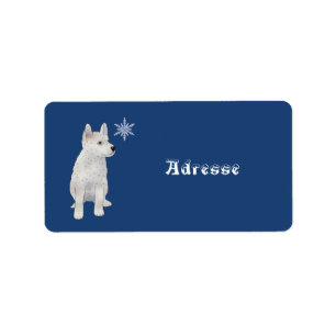 Hund mit Schneeflocke Label