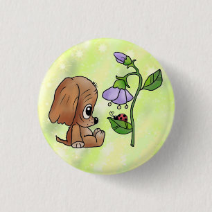 Hund und Blume 3 Cm Round Badge
