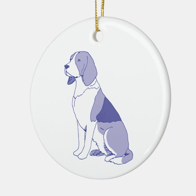 Hunderasse Beagel sitzend Ceramic Tree Decoration (Left)