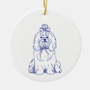 Hunderasse Shih Tzu Ceramic Tree Decoration