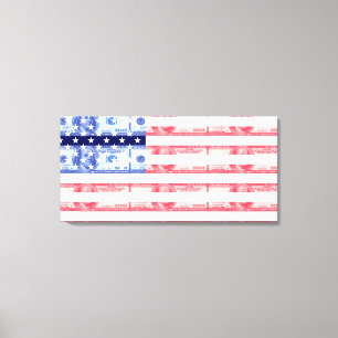 Hundred dollar bills american flag canvas print