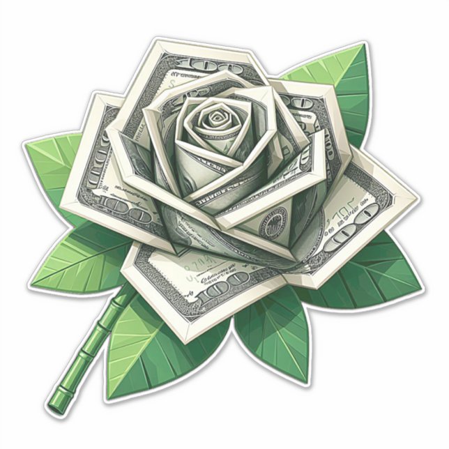 hundred dollar bills origami rose art  (Front)