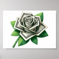 hundred dollar bills origami rose art 