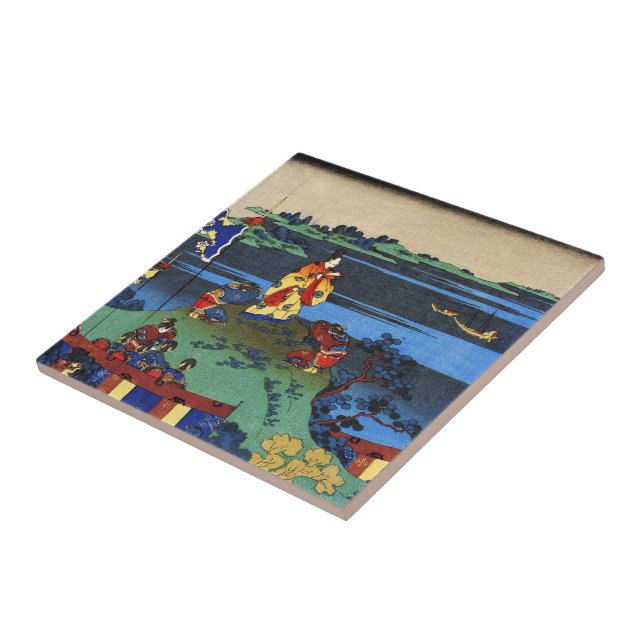 Hundred Poems Explained by the Nurse Hokusai Tile (Side)