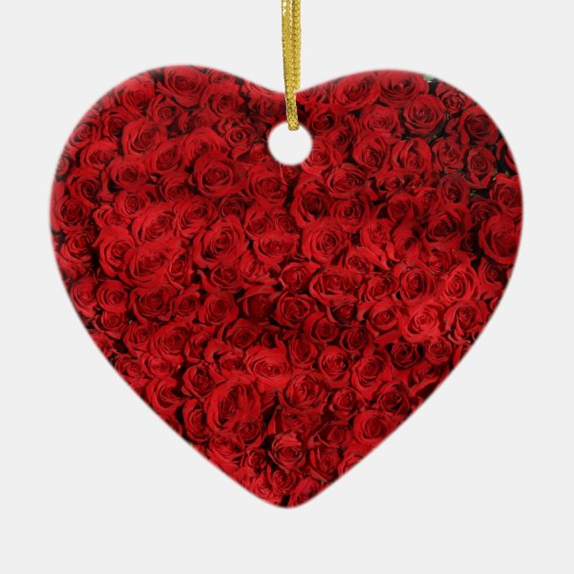 Hundreds of Beautiful Red Roses Ceramic Tree Decoration (Front)