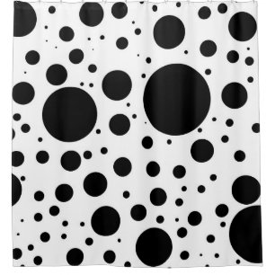 Hundreds of Black Dots and Circles in Varying Size Shower Curtain