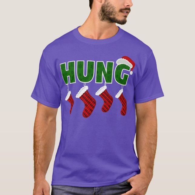 Hung - Funny Gay Endowed Christmas Premium T-Shirt (Front)