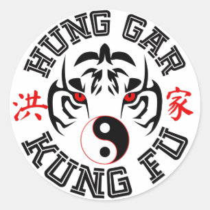 Hung Gar Kung Fu Tiger with Yin Yang Symbol Classic Round Sticker