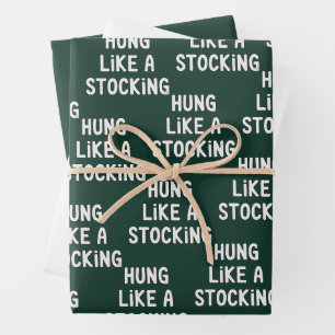 Hung Like A Stocking Christmas Funny Sarcastic Wrapping Paper Sheet