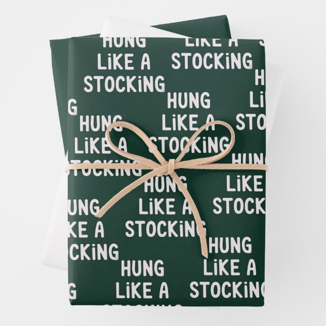 Hung Like A Stocking Christmas Funny Sarcastic Wrapping Paper Sheet (In situ)