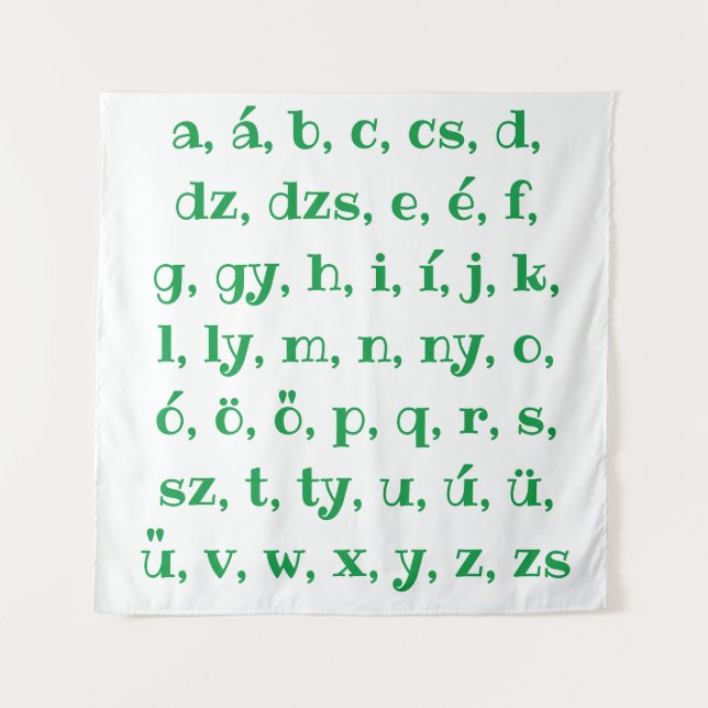 Hungarian alphabet in  green tapestry (Front)