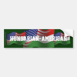 Hungarian-American Waving Flag Bumper Sticker