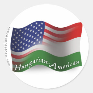 Hungarian-American Waving Flag Classic Round Sticker