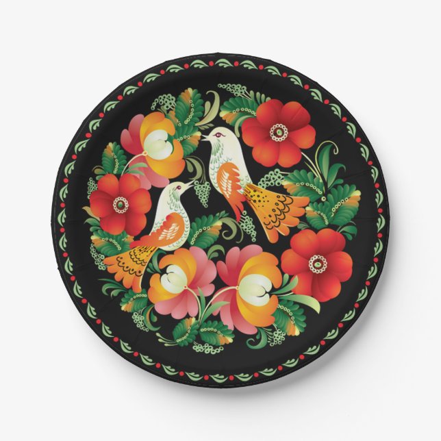 Hungarian Birds Paper Plate (Front)