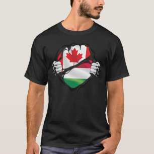 Hungarian Canadian Hands Ripped Roots Flag T-Shirt