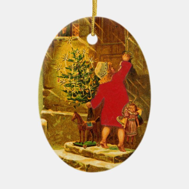 Hungarian Christmas from 1896 Ceramic Tree Decoration (Front)